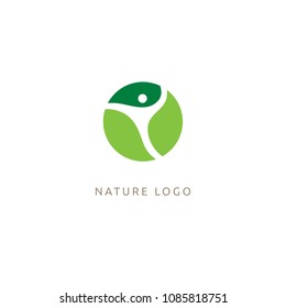 Abstract green leaf logo icon vector design. Landscape design, garden, Plant, nature and ecology vector logo. Ecology Happy life Logotype concept icon. Vector illustration, Graphic Design.