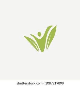 Abstract green leaf logo icon vector design. Landscape design, garden, Plant, nature and ecology vector logo. Ecology Happy life Logotype concept icon. Vector illustration, Graphic Design.