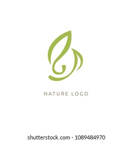 Abstract green leaf logo icon vector design. Landscape design, garden, Plant, nature and ecology vector logo. Ecology Happy life Logotype concept icon. Vector illustration, Graphic Design.