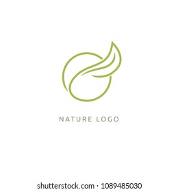 Abstract green leaf logo icon vector design. Landscape design, garden, Plant, nature and ecology vector logo. Ecology Happy life Logotype concept icon. Vector illustration, Graphic Design.