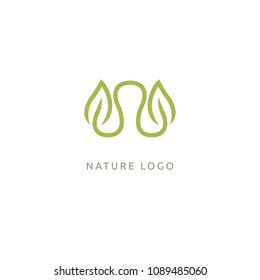 Abstract green leaf logo icon vector design. Landscape design, garden, Plant, nature and ecology vector logo. Ecology Happy life Logotype concept icon. Vector illustration, Graphic Design.