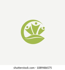 Abstract green leaf logo icon vector design. Landscape design, garden, Plant, nature and ecology vector logo. Ecology Happy life Logotype concept icon. Vector illustration, Graphic Design.
