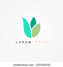 Abstract green leaf logo icon vector design. Plant, nature and ecology vector logo. Vector illustration.