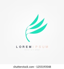 Abstract green leaf logo icon vector design. Plant, nature and ecology vector logo. Vector illustration.