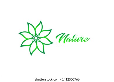 Abstract green leaf logo icon vector design. Landscape design, garden, Plant, nature and ecology vector logo. Ecology Happy life Logotype concept icon.