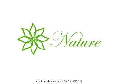 Abstract green leaf logo icon vector design. Landscape design, garden, Plant, nature and ecology vector logo. Ecology Happy life Logotype concept icon.