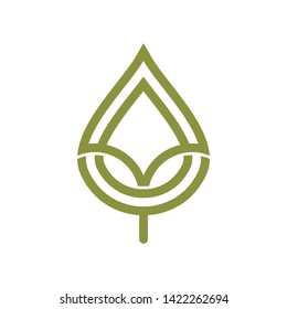 Abstract green leaf logo icon vector design. Green emblem, design concept, logo, logotype element for garden, plant, nature and ecology. Isolated on white background. Vector Illustration