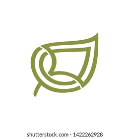 Abstract green leaf logo icon vector design. Green emblem, design concept, logo, logotype element for garden, plant, nature and ecology. Isolated on white background. Vector Illustration