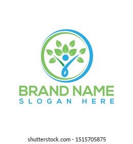 Abstract green leaf logo icon eco logo vector design minimalist template element.