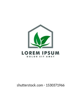 Abstract green leaf logo icon vector design. Landscape sign and symbol illustration