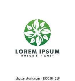Abstract green leaf logo icon vector design. Landscape sign and symbol illustration