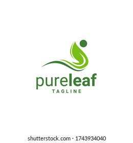 Abstract green leaf logo icon vector design. Landscape design, garden, Plant, nature and ecology vector logo. Ecology Happy life Logotype concept icon.