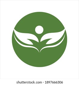 Abstract green leaf logo icon vector design.
