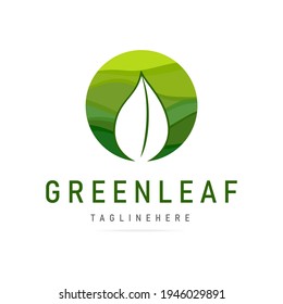 Abstract green leaf logo icon vector design graphic hand drawn lines eco bio sign.Template Landscape design,garden symbol,logotype environment business company.Organic plant,nature,vegan food,ecology