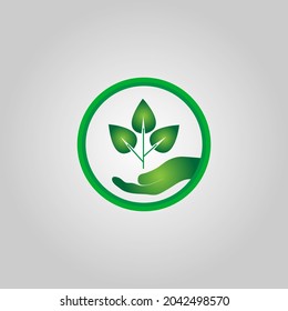 Abstract green leaf logo icon vector design. Landscape, garden, plant, nature and ecology logo vector design. Ecology Happy life Logotype concept icon. Vector illustration, Graphic Design editable Des