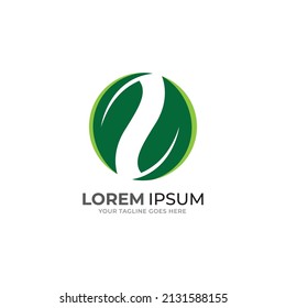Abstract green leaf logo icon vector design. Landscape design, garden, Plant, nature and ecology vector logo. Ecology Happy life Logotype concept icon. Vector illustration.