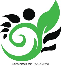 Abstract green leaf logo icon vector design. Landscape design, garden, Plant, nature and ecology vector logo. Ecology Happy life Logotype concept icon. Vector illustration, Graphic Design Editable Des