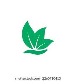 Abstract green leaf logo icon vector design. Landscape, garden, plant, nature and ecology vector logo design. Vector illustration.