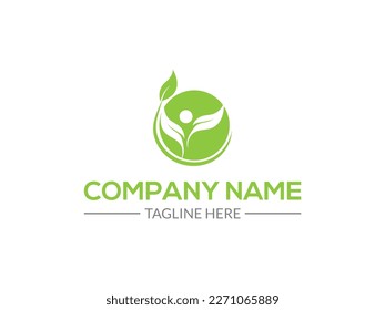 Resumen del diseño vectorial del logotipo de la hoja verde. Diseño paisajístico, jardín, planta, naturaleza y logotipo del vector ecológico. Ecología Feliz vida Icono de concepto de Logotipo. aislado en fondo blanco. 