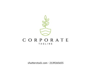 Abstract green leaf logo vector design. Landscape, garden, plants, nature and ecology vector logo design