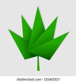 abstract green leaf with origami effect