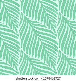 Abstract green leaf seamless pattern. Exotic plant. Tropical pattern, palm leaves seamless vector floral background.