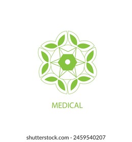Abstract green leaf shapes logo icon,abstract heath care symbol,Vector illustration geometric leaves concept on white background. 