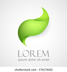 Abstract green leaf sign. Vector illustration 