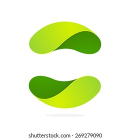 Abstract green leaf sphere logo. High quality eco vector template.