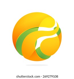 Abstract green leaf sphere logo. High quality eco vector template.