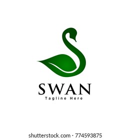 Abstract green leaf swan logo