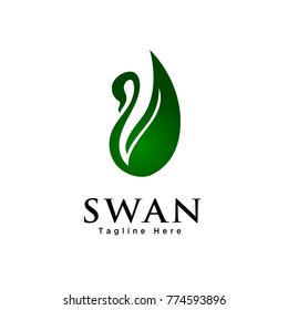 Abstract green leaf swan logo