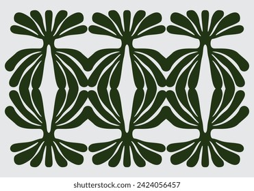 Abstract green leafs pattern matisse style element illustration vector set bundle clip art silhouette printable