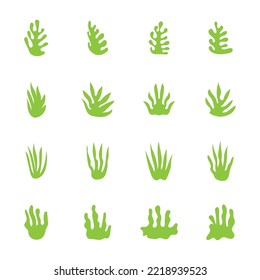 Abstract green leafy plant with decorative art isolated vector illustration on white background.