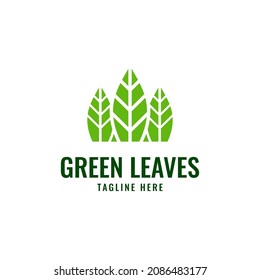 Abstract Green Leave or Tree Logo Design Isolated On White Background, Nature Eco Plant Leaf Icon Vector, Symbol For Environmentally Friendly