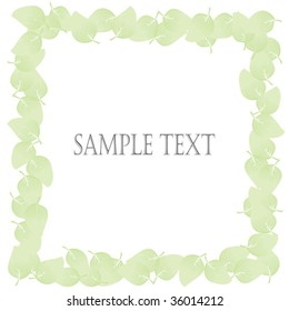 Abstract green leaves border on white background, vector art