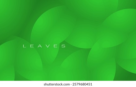 Abstract green leaves design background with green geometric shapes.