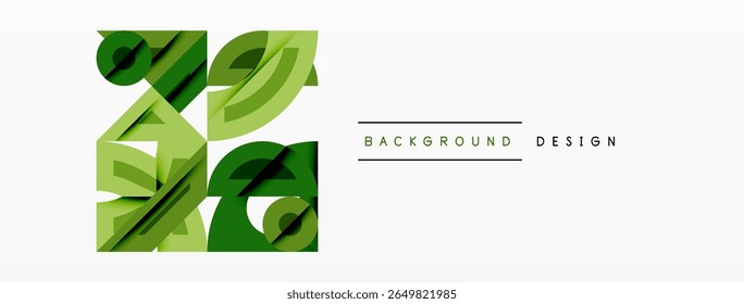 Abstract green leaves form layered design. Minimalist style, clean lines, suitable for backgrounds, presentations, branding. Simple, fresh aesthetic.