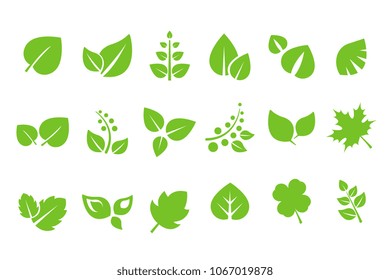 Abstract green leaves logo set, ecology symbol vector Illustrations on a white background