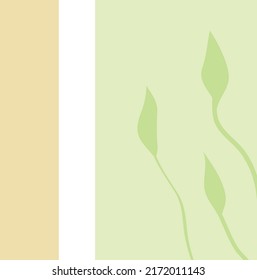 Hojas verdes abstractas sobre fondo marrón-blanco claro