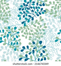 Abstract Green Leaves Organic Vector Graphic Seamless Pattern can be use for background and apparel design