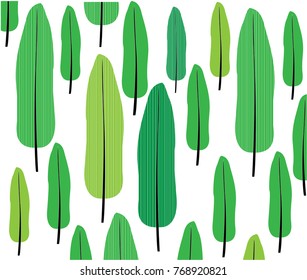 Abstract green leaves pattern design on white background.- natural, environment,Green forest, cute, tree
