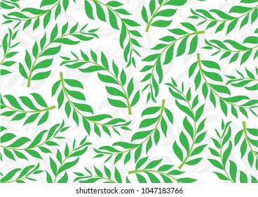 Abstract green leaves pattern on white background. -  Springtime, Summer, Textile, 