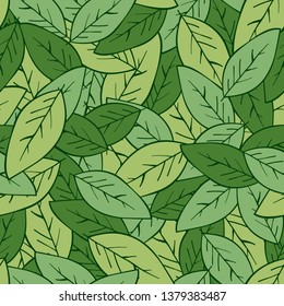 Abstract green leaves seamless pattern. Exotic plant print  vector floral background