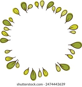 Abstract green leaves wreath illustration for decoration on nature and organic lifestyle.