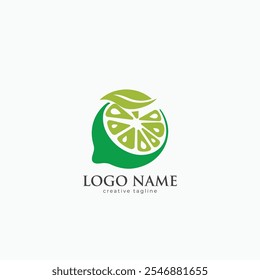 Abstract green lemon logo fully editable vector template