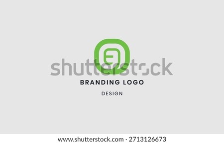 Abstract green letter initial GE logo design in a rounded square for modern branding Vector