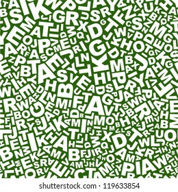 Abstract green letters seamless pattern.