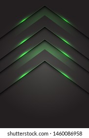 Abstract green light 3D arrow direction on dark grey blank space design modern futuristic technology background vector illustration.