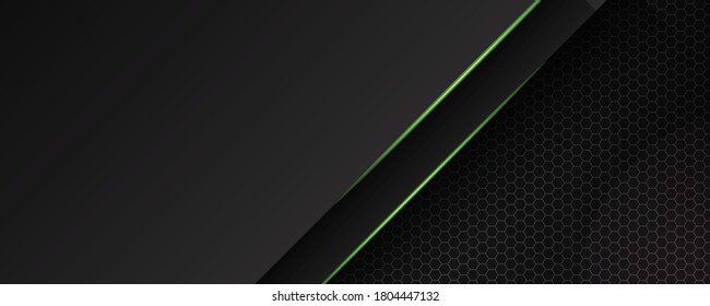 Abstract green light 3D arrow direction on dark grey blank space design modern futuristic technology background vector illustration